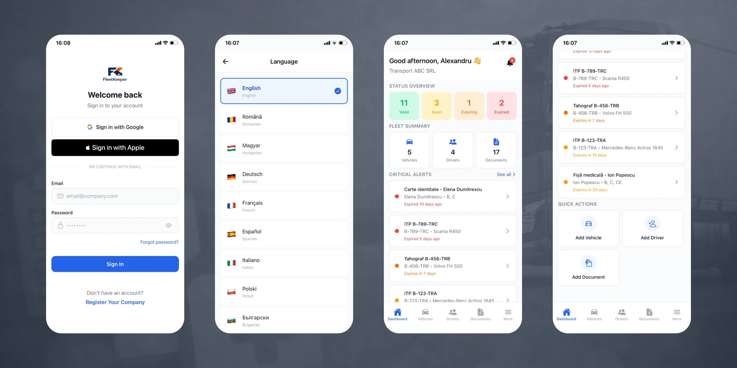 FleetKeeper Fleet Management App