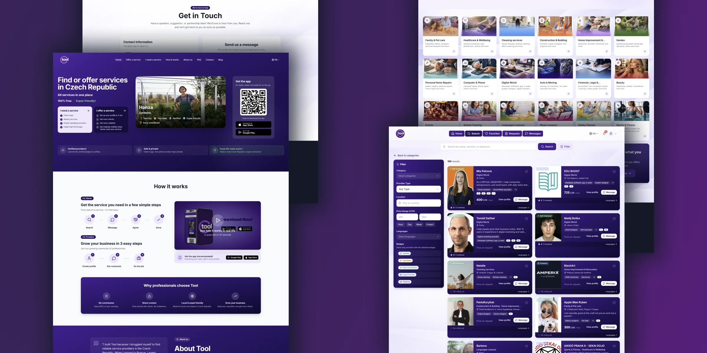 Tool Connect website interface