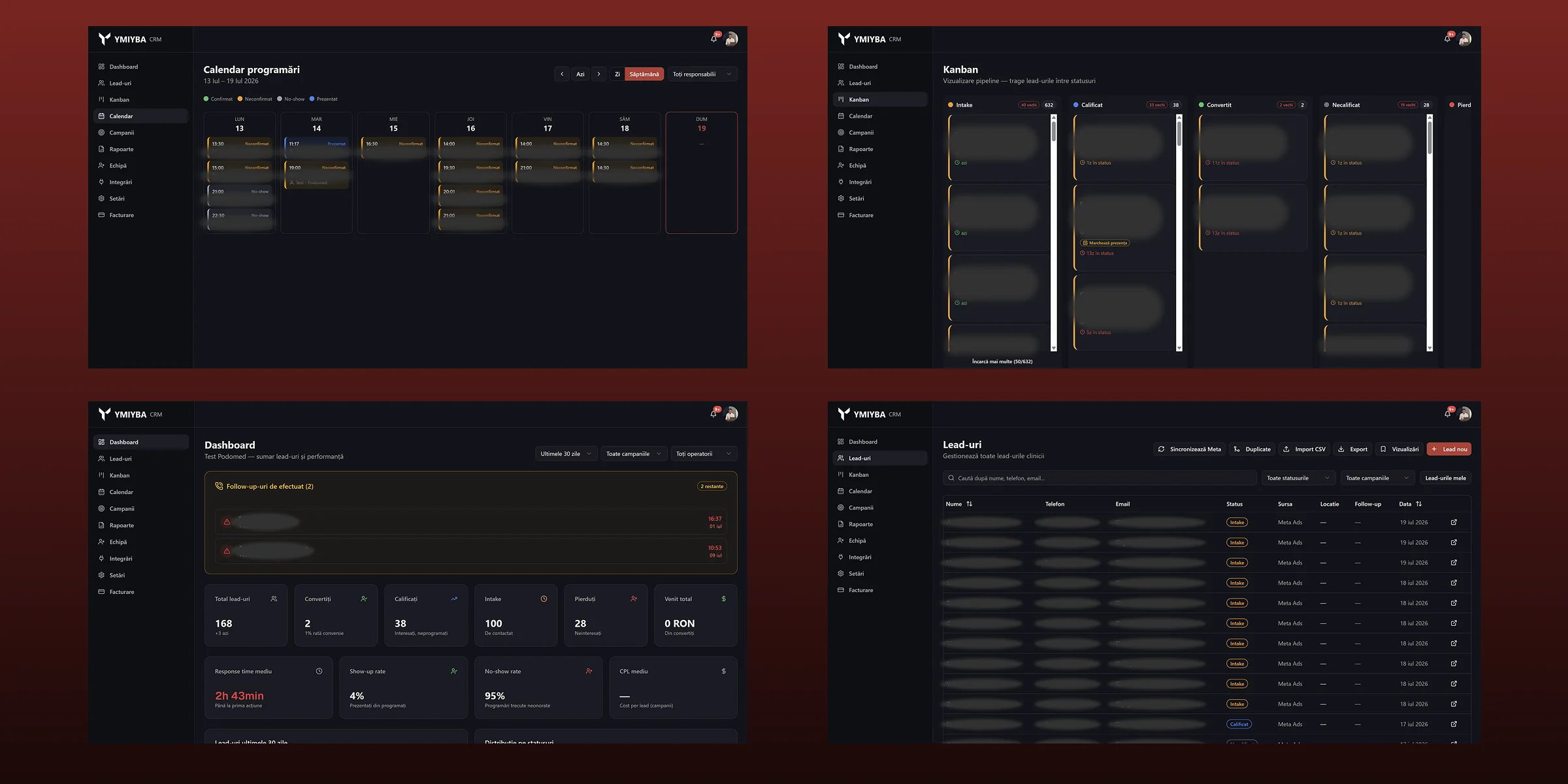 YMIYBA CRM and lead generation platform interface